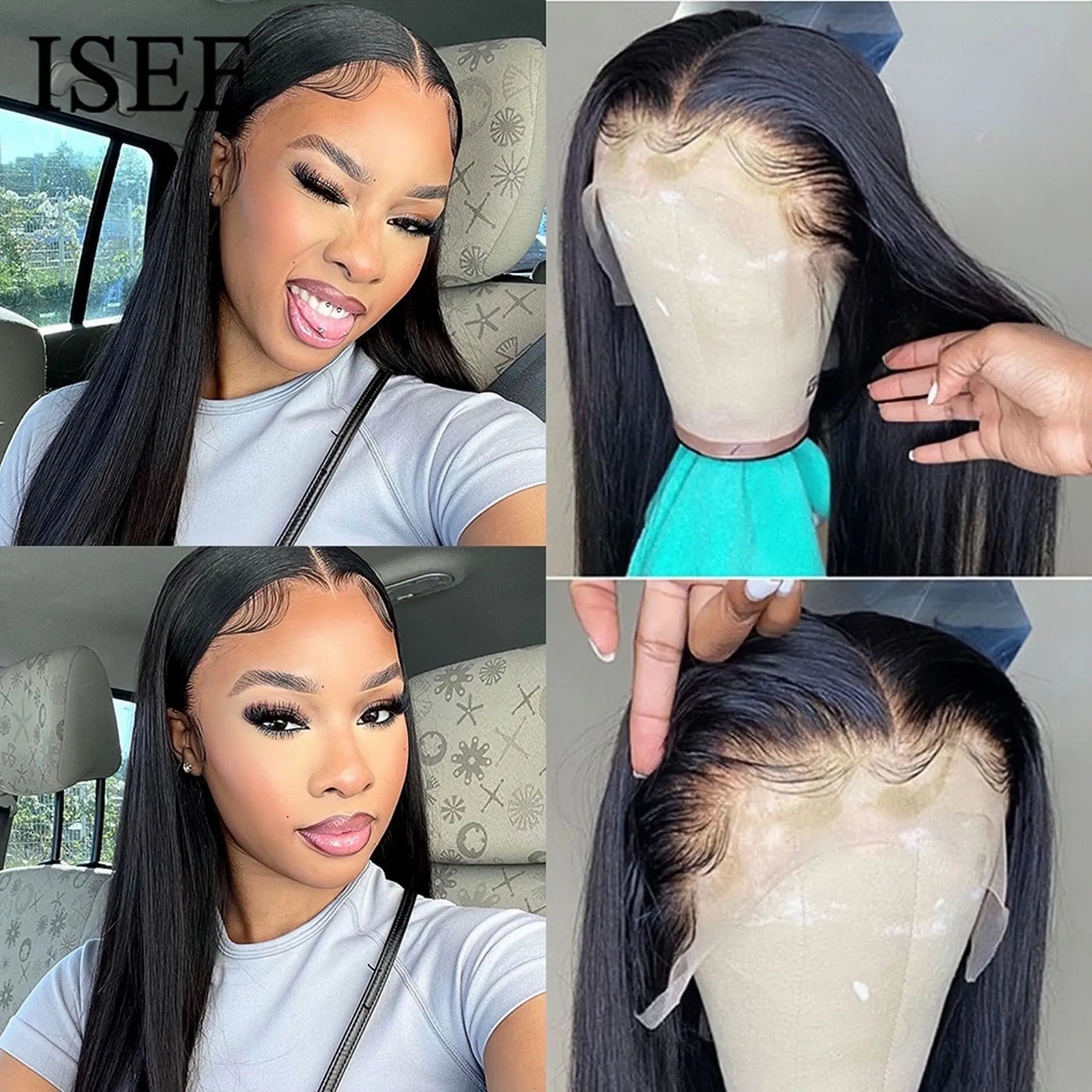 ISEE HAIR Brazilian Straight 13x4 Lace Front Human Hair Wig For Women Natural Hairline Pre-plucked 4x4 Lace Closure Wig On Sale