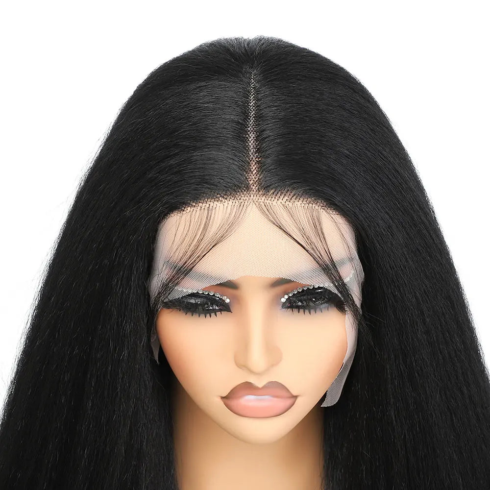 Wear And Go Glueless Wig Kinky Straight Wig Black 613 Blonde Yaki Lace Front Wig For Women Synthetic Lace Wigs Heat Temperature