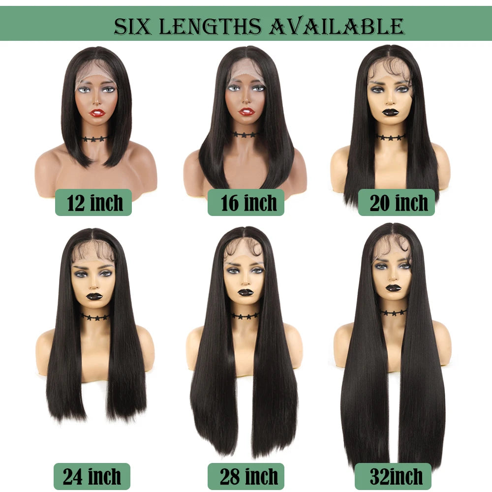 X-TRESS 16 Inch Short Straight Synthetic Bob Wig Middle Part Lace Front Wigs With Body Hair Natural Daily Hairstyle for Women