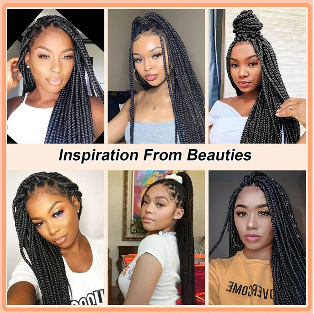 X-TRESS 32" Full Lace Front Box Braided Synthetic Wigs Knotless Cornrow Braids Black Lace Frontal Wigs With Baby Hair for Women