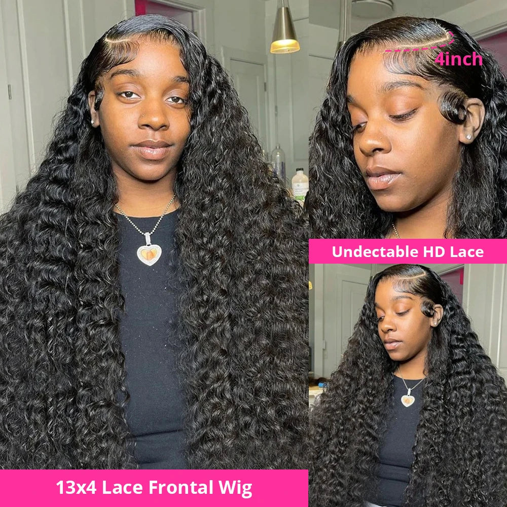 30Inch Loose Deep Wave Lace Frontal Wig 13x4/13x6 Transparent Curly Human Hair Wigs Lace Front Wig Water Wave Wigs For Women