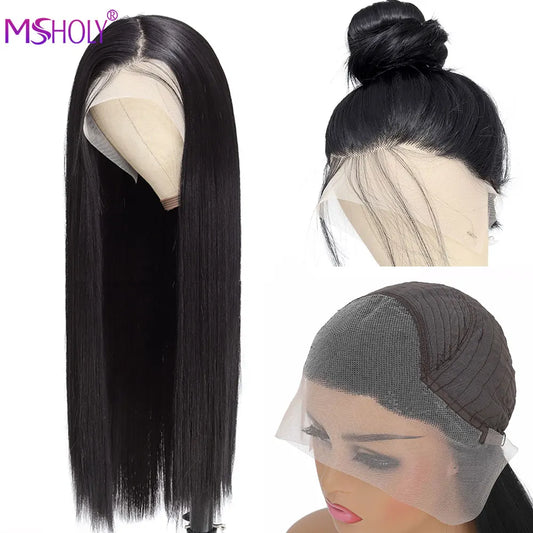 13x3 Straight Lace Front Wig Synthetic Lace Wigs High Quality Brown Glueless Synthetic Lace Frontal Wig Pre Plucked