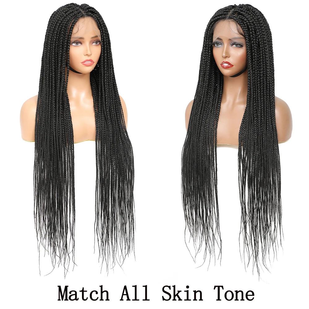 X-TRESS 32" Full Lace Front Box Braided Synthetic Wigs Knotless Cornrow Braids Black Lace Frontal Wigs With Baby Hair for Women