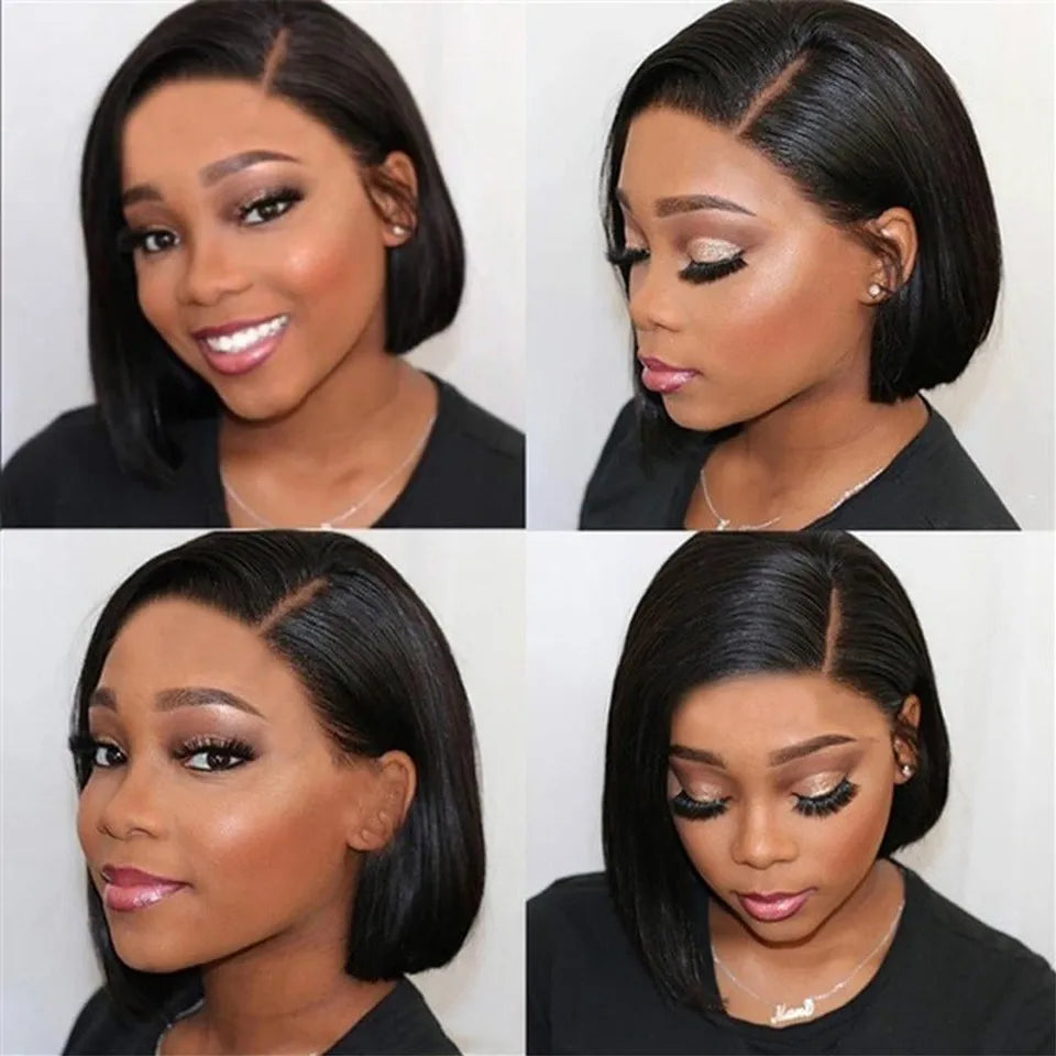 Short Bob Lace Front Straight Wig 13x1 T Part Pixie Bob Lace Human Hair Wigs for Women Pre Plucked Brazilian Remy Lace Front Wig