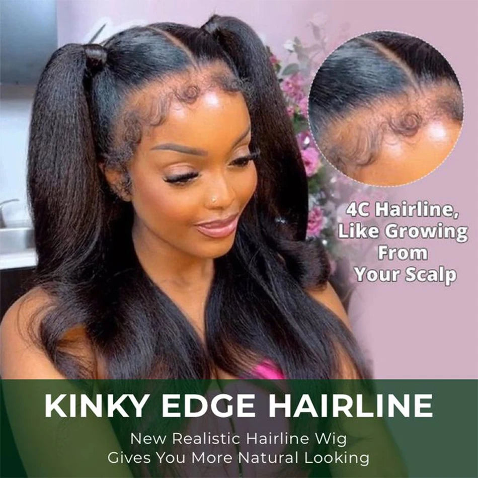 Beautiful Natural Texture 4C Edge Lace Front Human Kinky Straight Hair