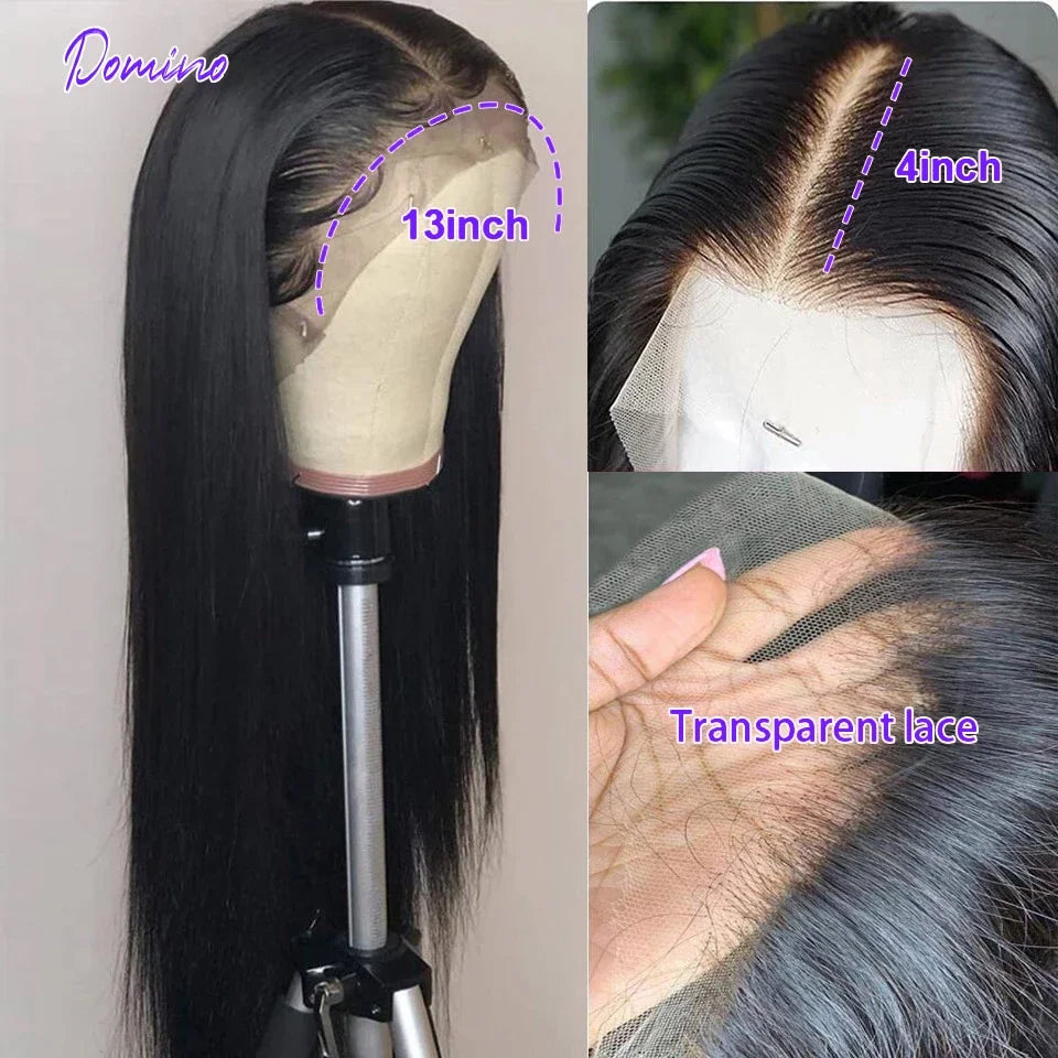 DOMINO HAIR Straight Lace Front Human Hair Wigs For Women 13X4 Lace Frontal Wig Brazilian Straight Lace Closure Wig 4X4 Lace Wig