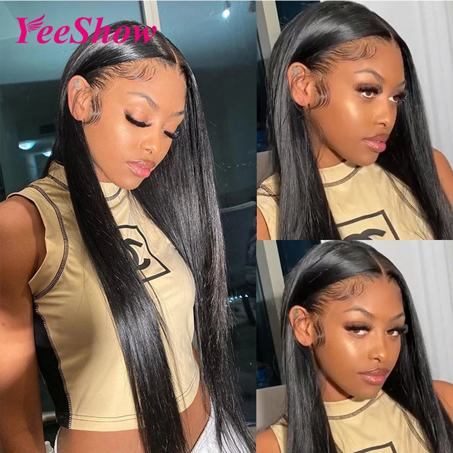 32 Inch Straight Lace Front Wig 13x4 Human Hair Wigs For Women Peruvian Human Hair Remy Transparent HD 13x6 Lace Frontal Wigs