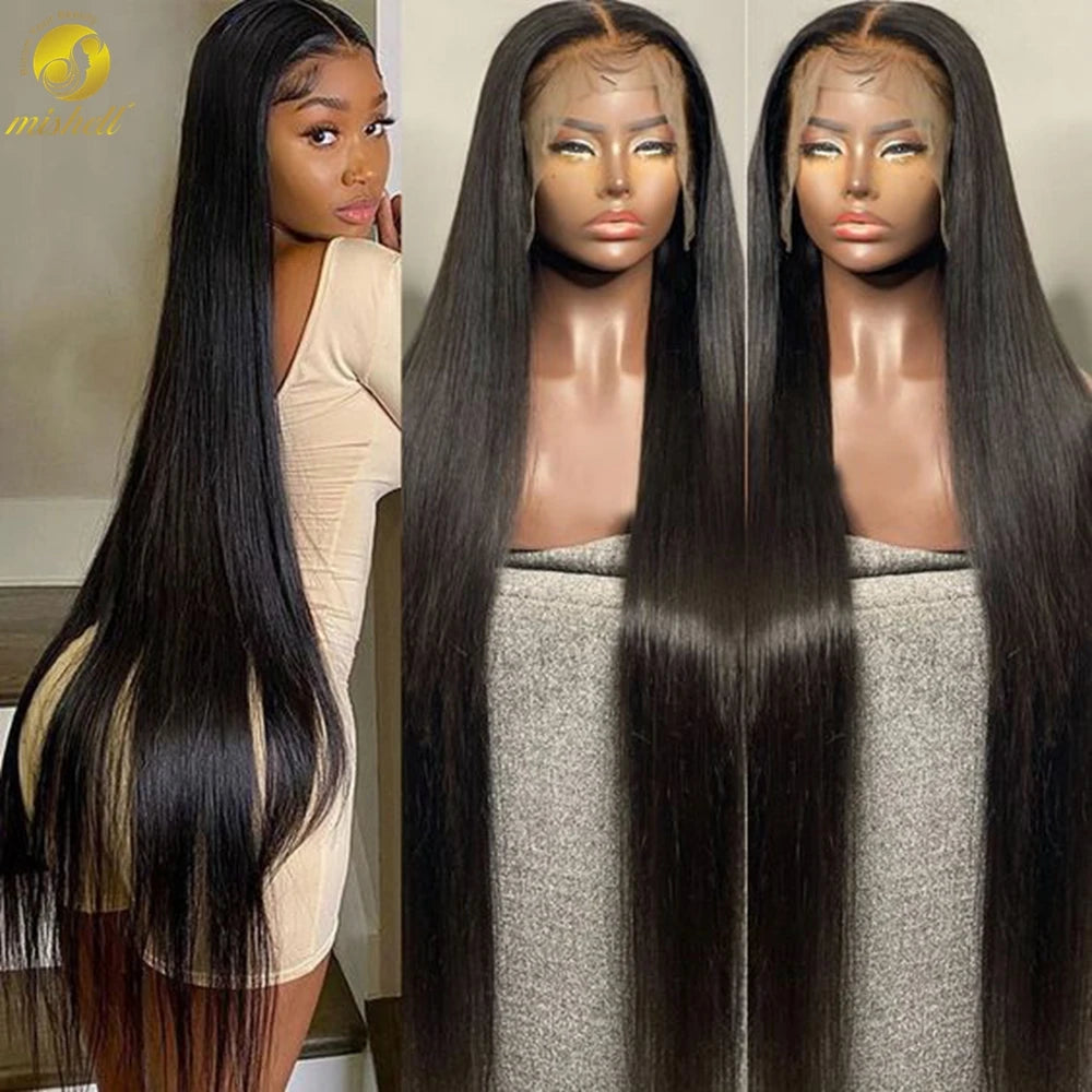 40 48 Inch Straight Lace Human Hair Wig HD Transparent 13x4 360 Lace Frontal Wig for Women 250% Density Straight Full Lace Wigs