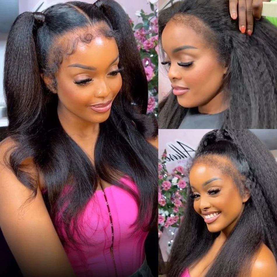 Beautiful Natural Texture 4C Edge Lace Front Human Kinky Straight Hair