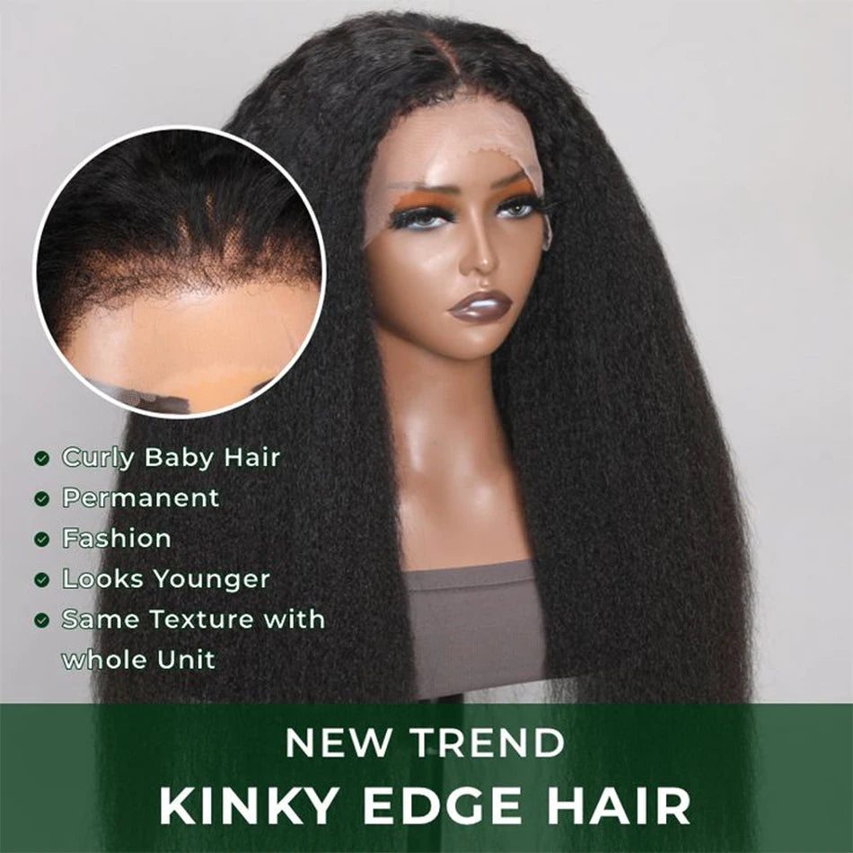 Beautiful Natural Texture 4C Edge Lace Front Human Kinky Straight Hair