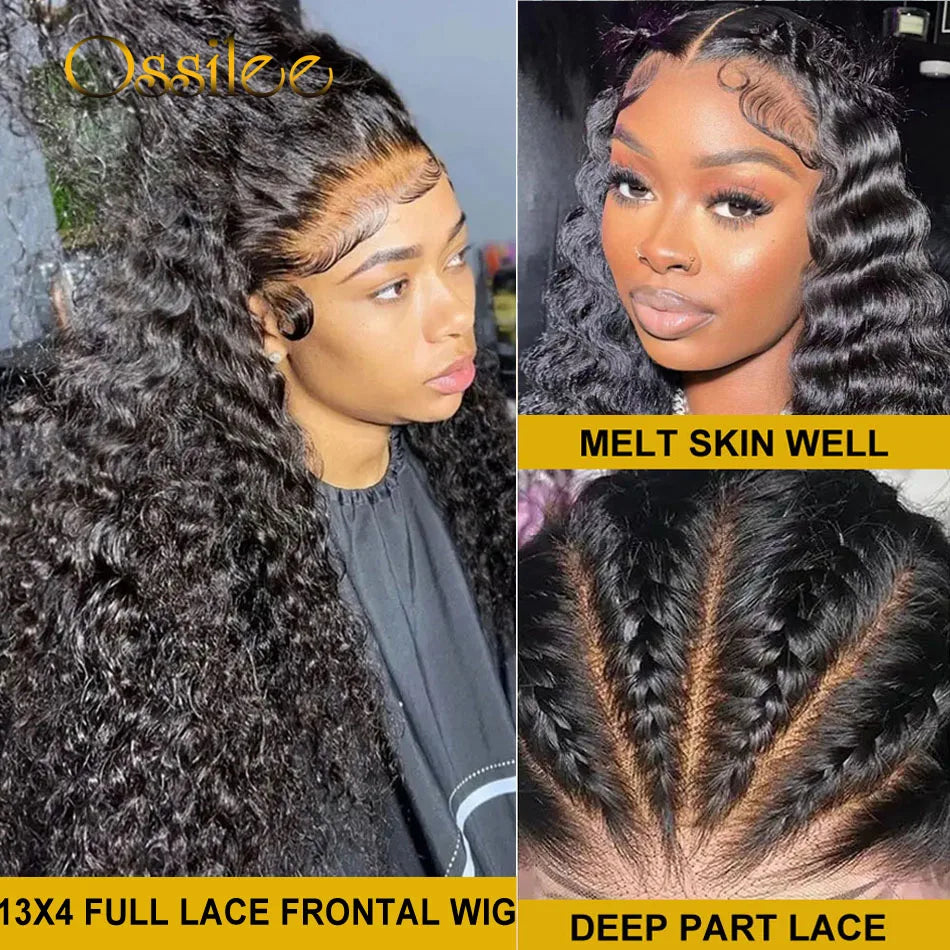 Loose Deep Wave Wigs 13x4/13x6 Transparent Lace Front Human Hair Wigs Pre Plucked Brazilian Deep Curly Lace Front Wigs for Women