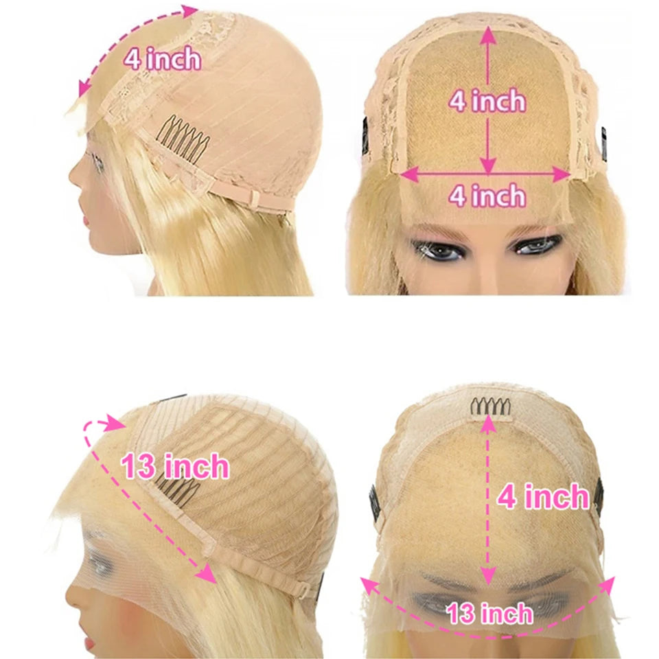 613 Blonde Short Lace Front Wig 13×4 HD Transparent Human Hair Lace Frontal Wigs for Women Pre Plucked Blonde Bob Human Hair Wig