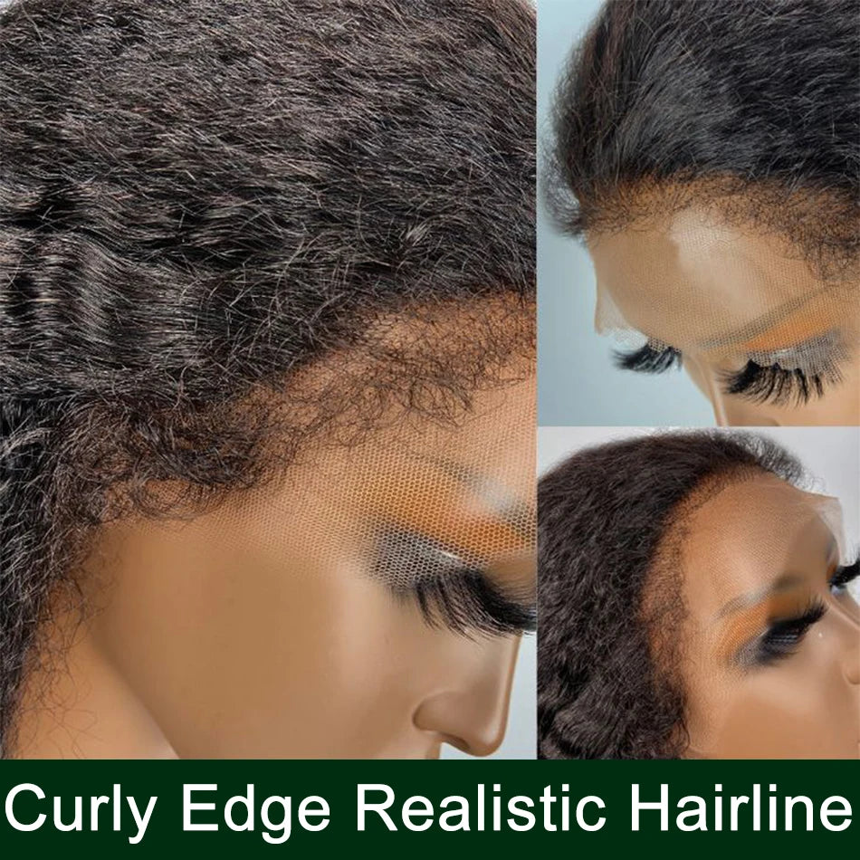 Beautiful Natural Texture 4C Edge Lace Front Human Kinky Straight Hair