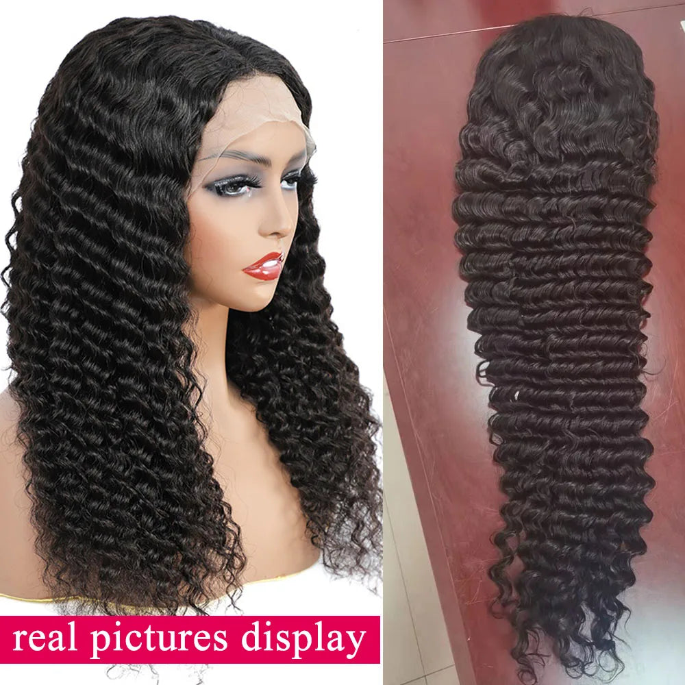 13x6 Deep Wave Frontal Wig HD Transparent Lace Front Wigs 13x4 Lace Front Human Hair Wigs For Women 32 Inch Brazilian Curly Wig