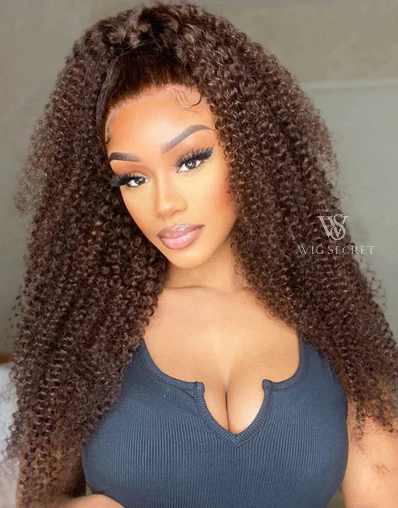 Brown Lace Front Wig Kinky Curly 13x4 Lace Frontal Wigs Brazilian Remy Colored Lace Front Human Hair Wigs 4x4 Closure Curly Wigs