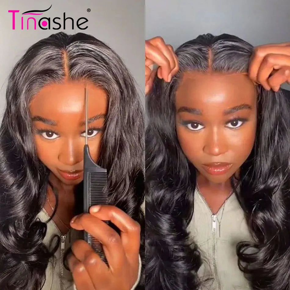 Tinashe Pre Cut HD Lace Wig 4x4 6x5 Body Wave Closure Wig 30" Brazilian Pre-Bleached Knots Glueless Lace Front Human Hair Wigs