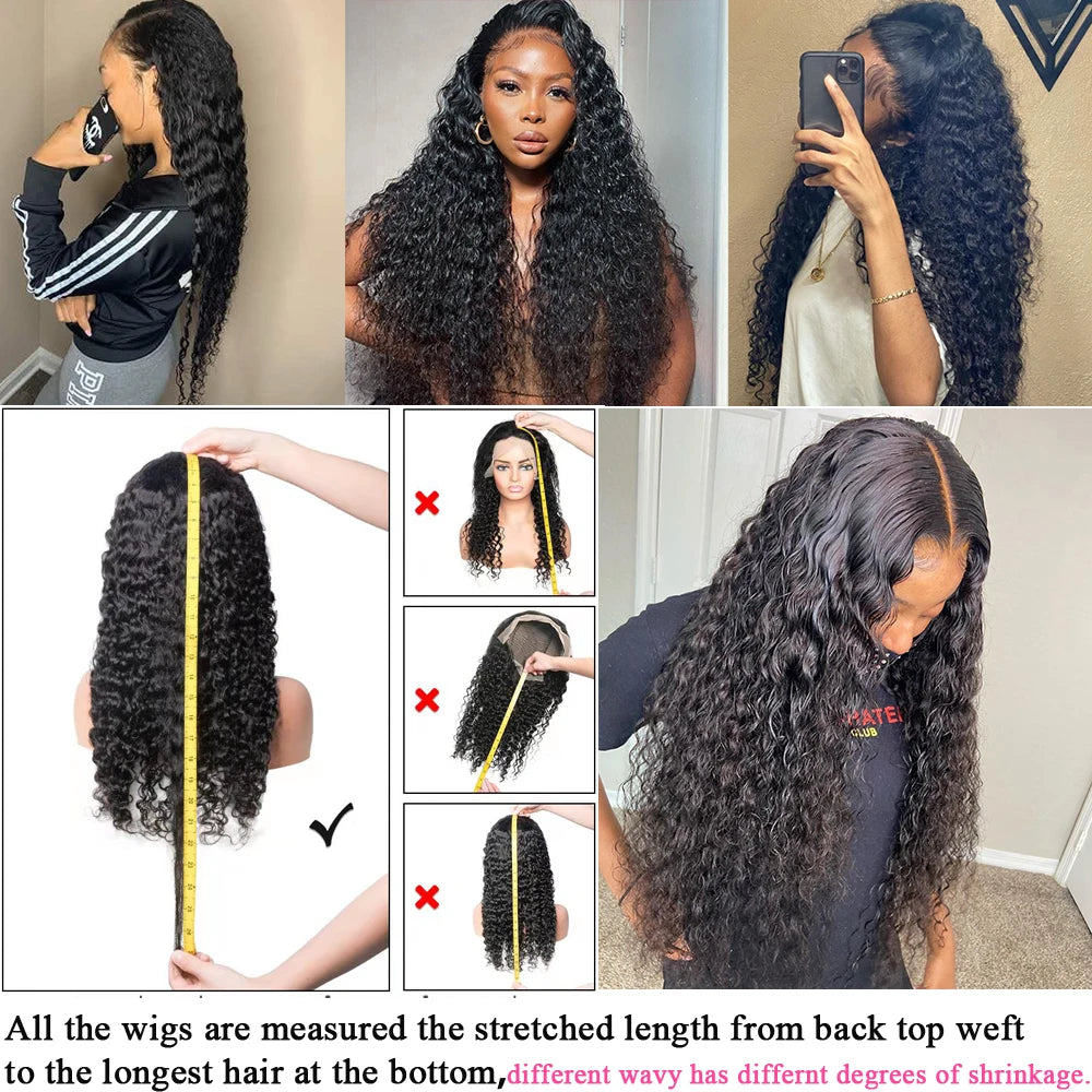 13x6 Deep Wave Frontal Wig HD Transparent Lace Front Wigs 13x4 Lace Front Human Hair Wigs For Women 32 Inch Brazilian Curly Wig