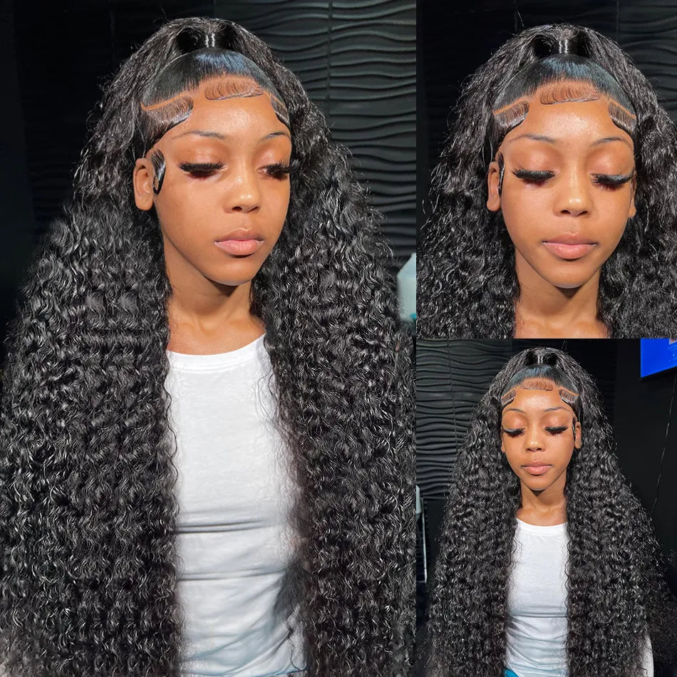 Glueless Wigs Deep Curly Lace Front Human Hair Wigs 13x4 HD Lace Frontal Wigs Brazilian Deep Wave Lace Wig 4X4 Lace Closure Wigs