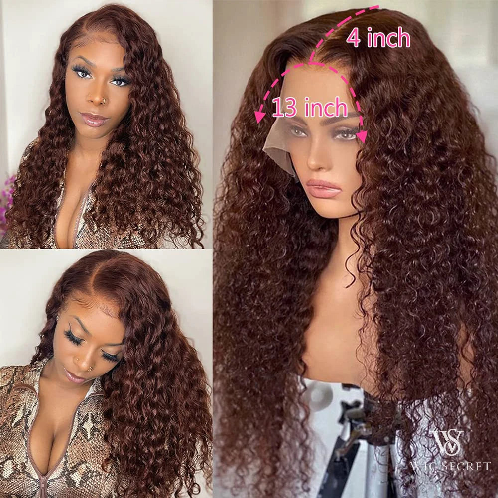 Brown Lace Front Wig Kinky Curly 13x4 Lace Frontal Wigs Brazilian Remy Colored Lace Front Human Hair Wigs 4x4 Closure Curly Wigs