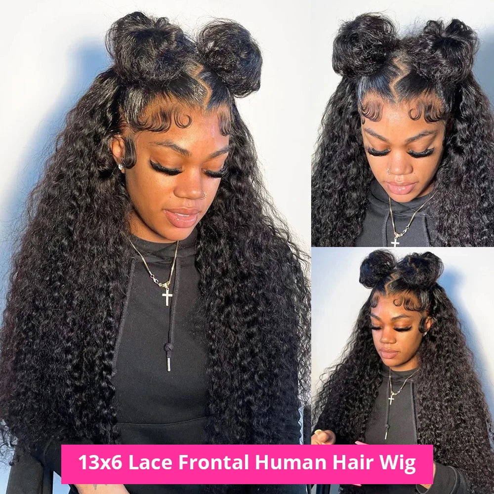 30Inch Loose Deep Wave Lace Frontal Wig 13x4/13x6 Transparent Curly Human Hair Wigs Lace Front Wig Water Wave Wigs For Women