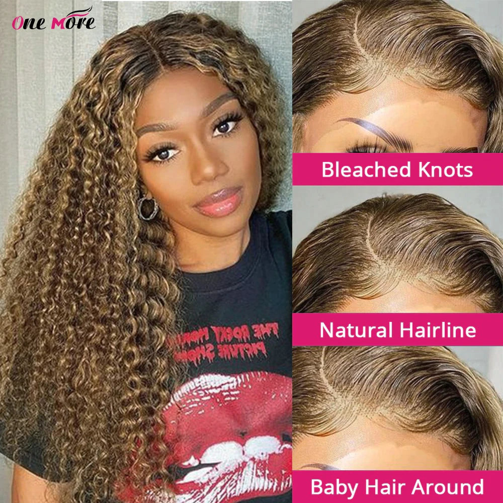 Short Bob Wig Highlight Wig Human Hair Kinky Curly Bob Lace Front Wig 13x4 Ombre Lace Front Human Hair Wigs 4x4 Closure Wig 180%