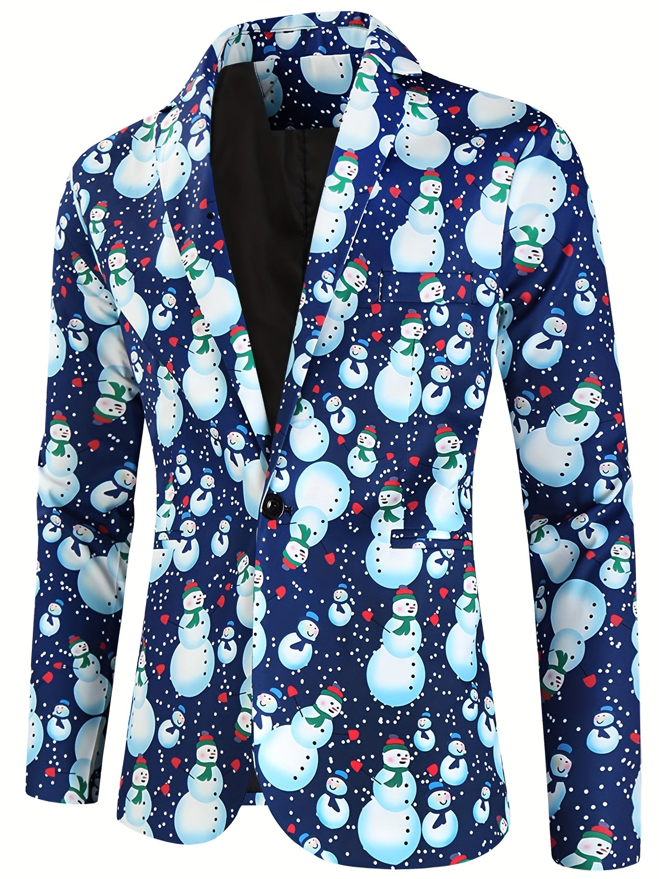 Men's Festive Christmas Digital Print Blazer