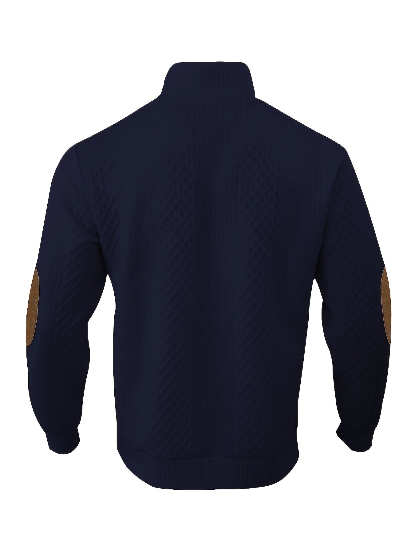 Men's Classic Jacquard Stand Collar Pullover Sweater - Casual Long Sleeve Knit Top for Fall/Winter, Polyester