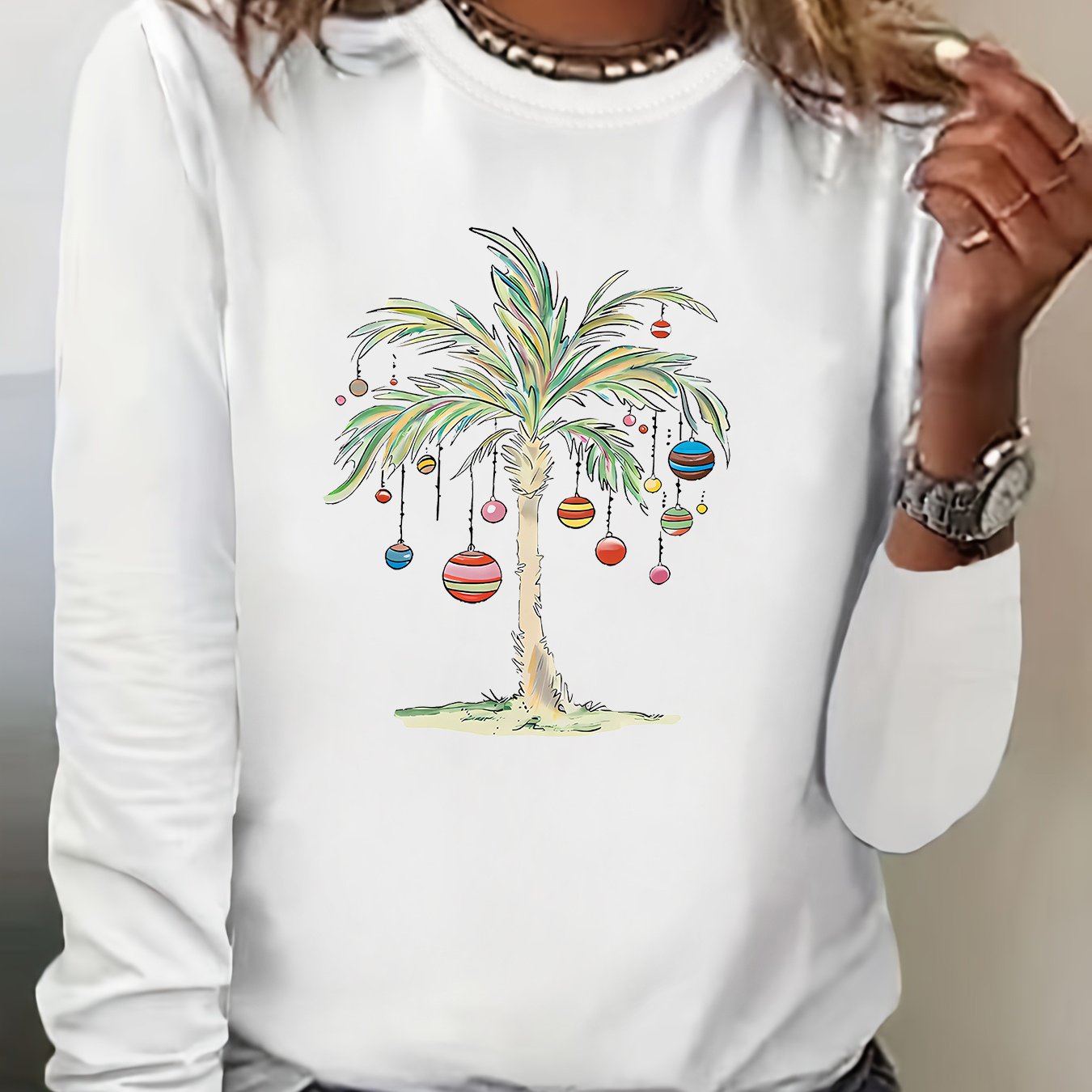 Feliz Women's Christmas Tree Crew Neck Knit Pullover