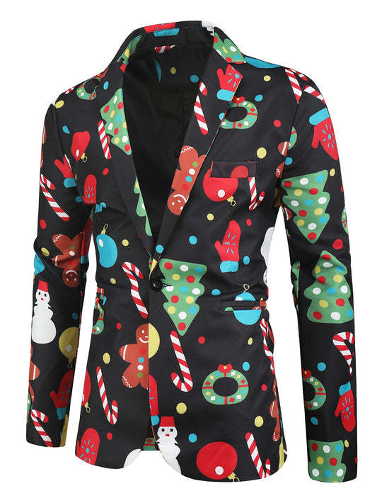 Men's Christmas Print Blazer