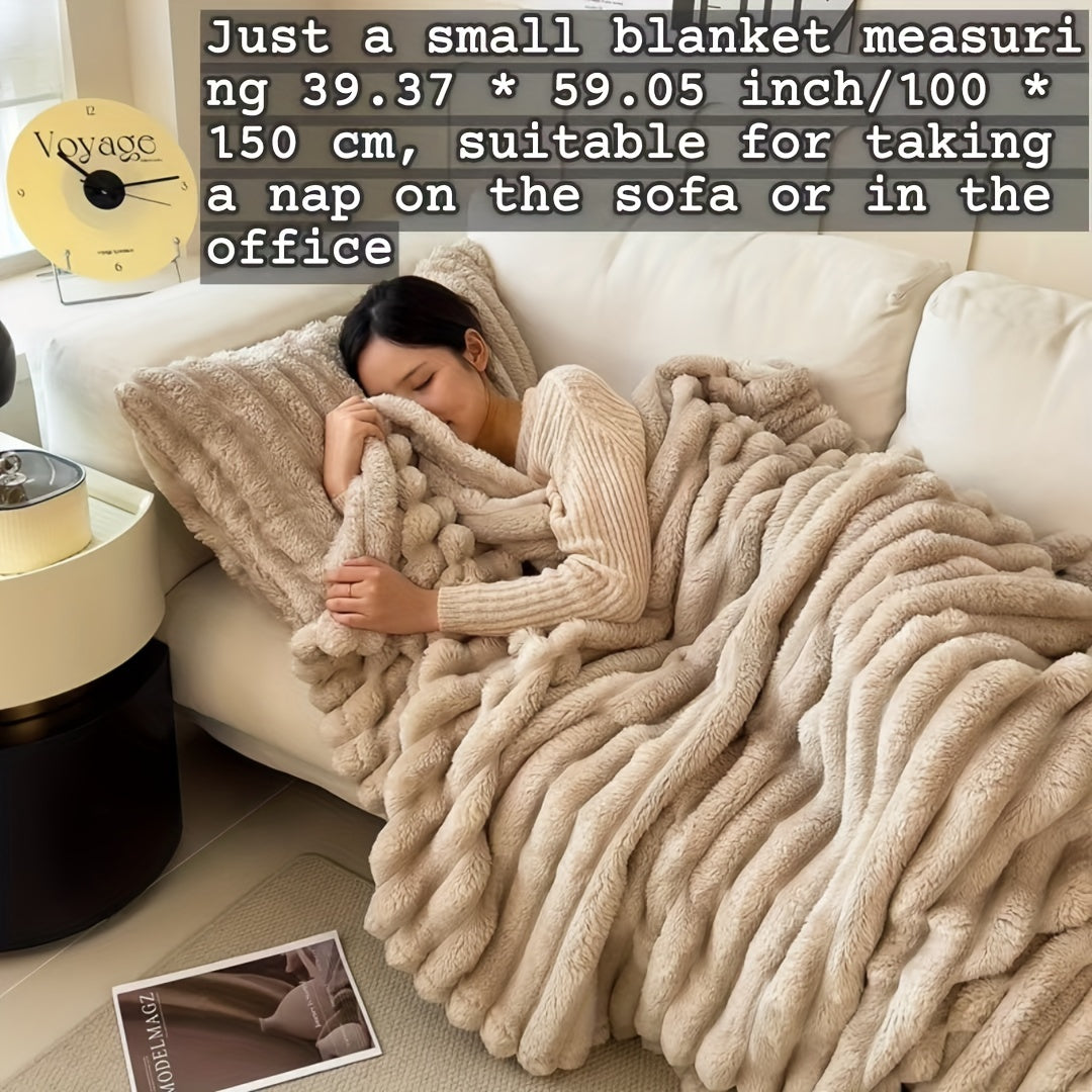 Luxurious Faux Rabbit Fur Throw Blanket - Soft, Warm & Cozy for Couch, Bed, Office, and Travel