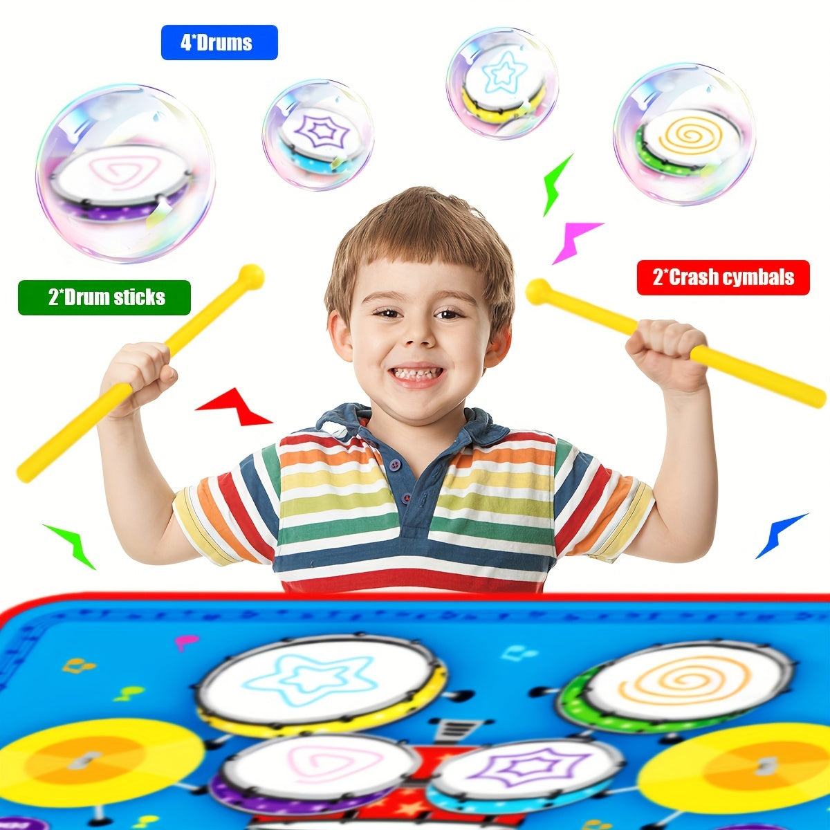 Early Kids Piano & Drum Play Mat - Educational Music Toy