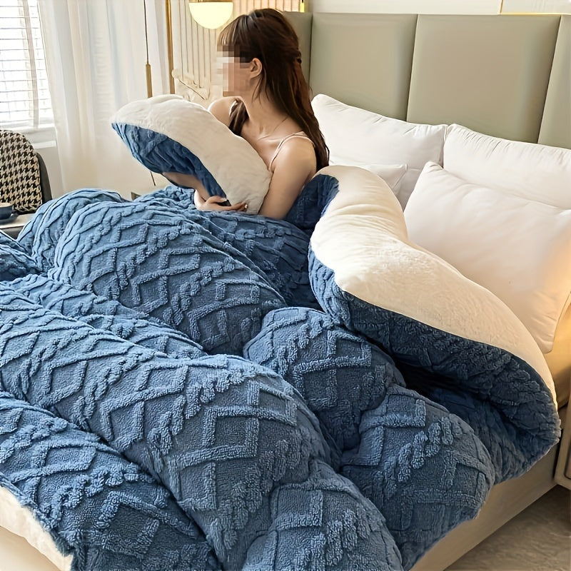 Luxtaf & Sherpa Fleece Comforter - Soft, Thick, and Warm - Machine Washable, Perfect for Bedroom, Guest Room, and Hotel