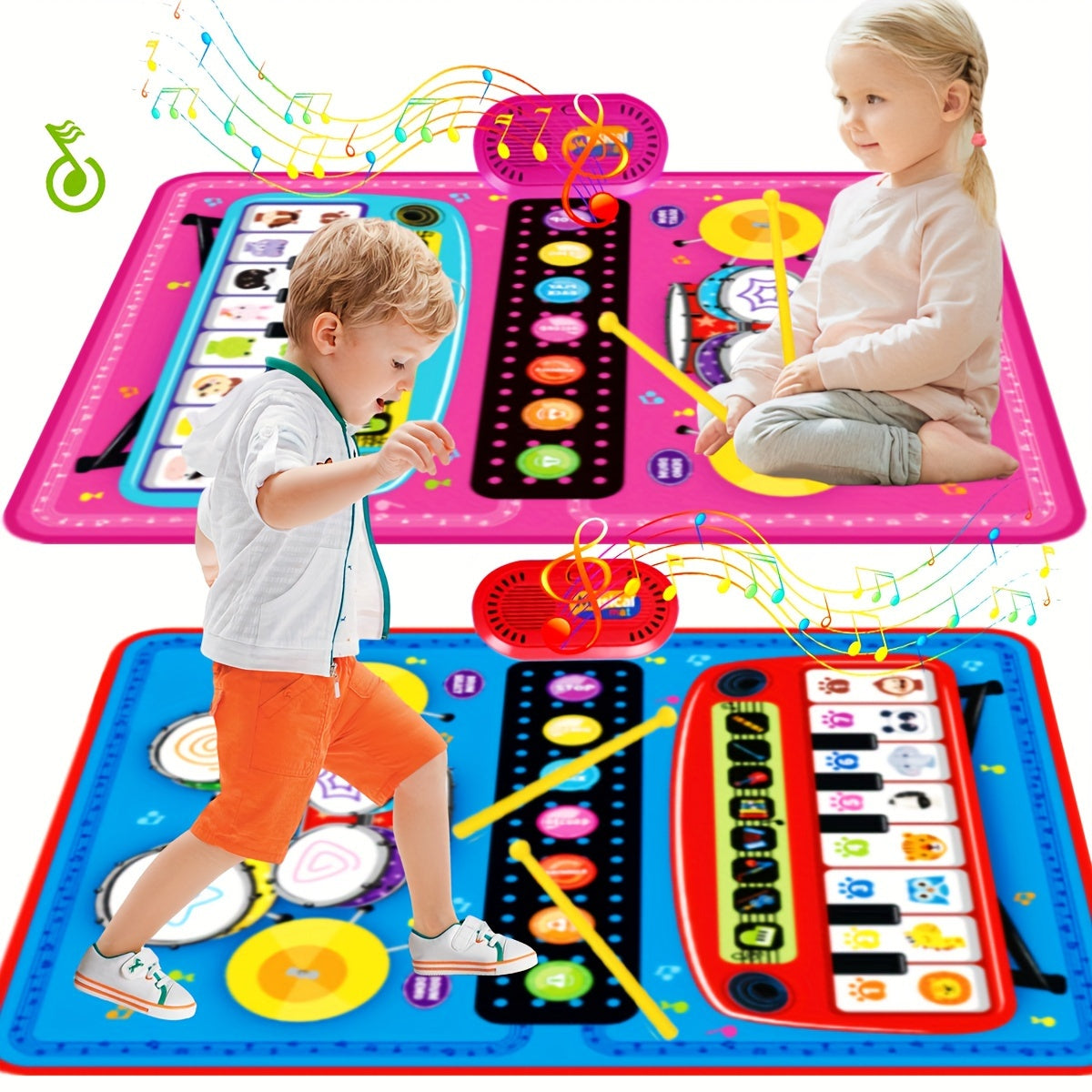 Early Kids Piano & Drum Play Mat - Educational Music Toy