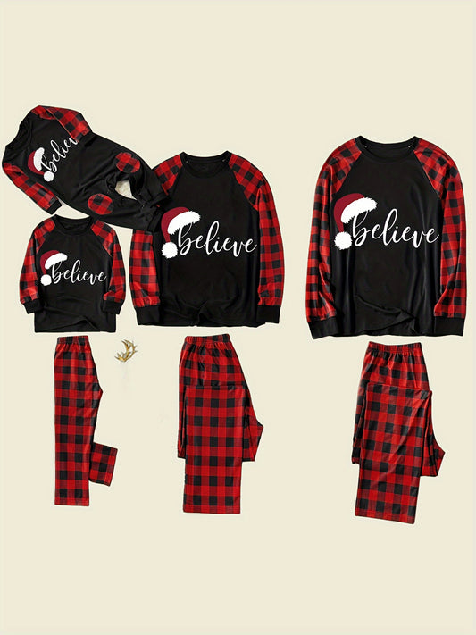 Family Matching Christmas Pajamas Sets- 'Believe' Print