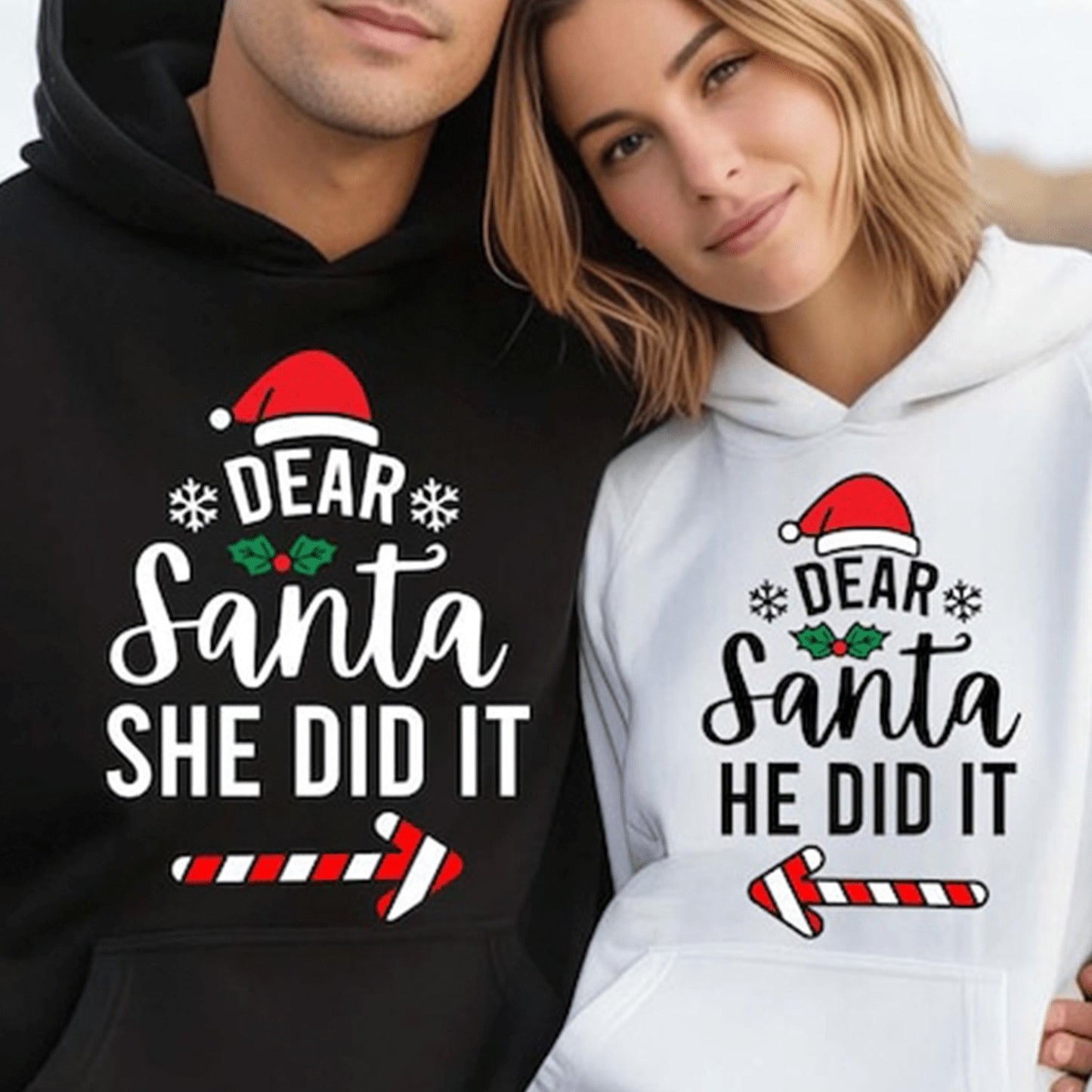 Dear Santa Matching Hoodie Set for Him and Her