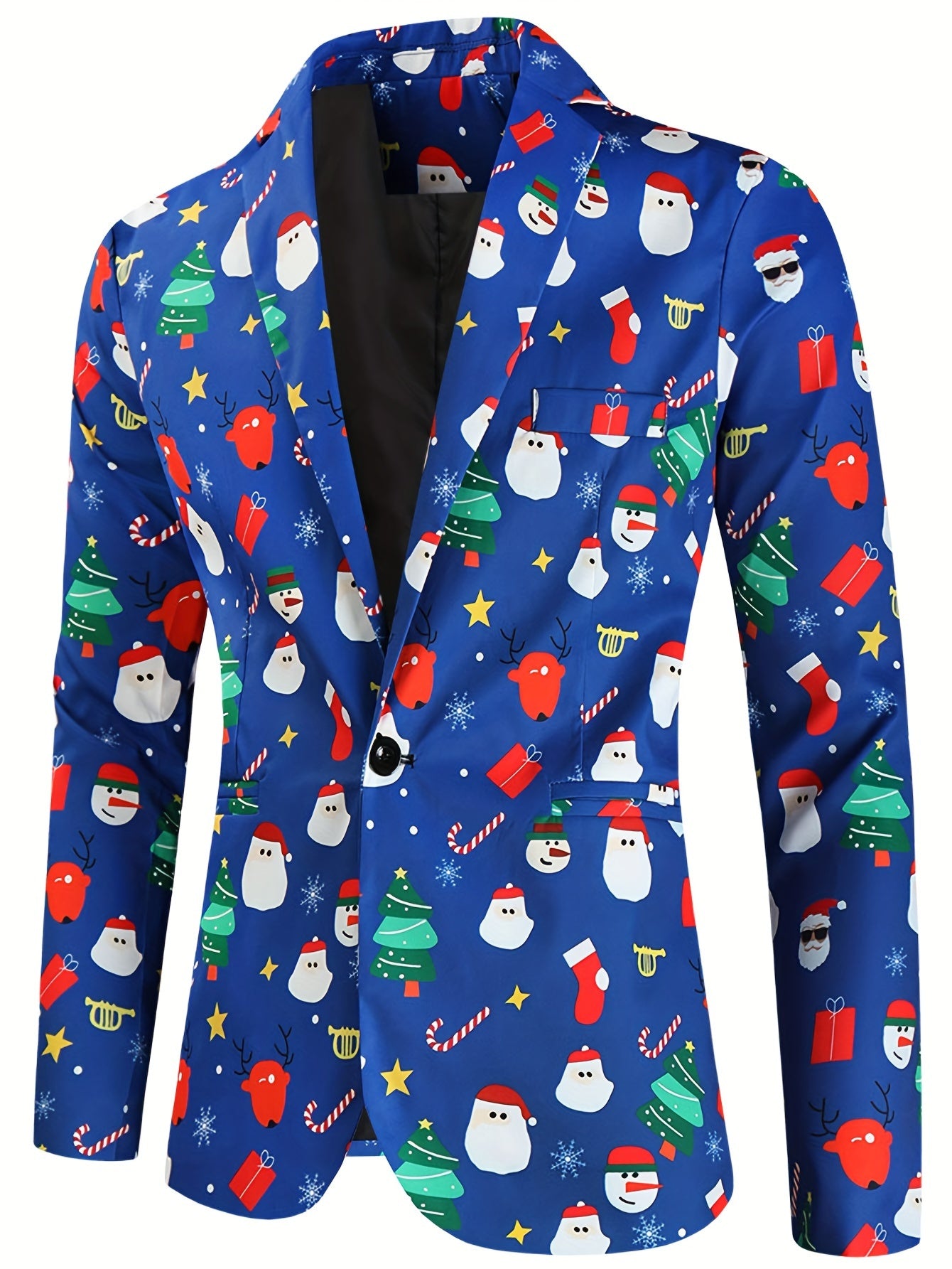 Men's Festive Christmas Digital Print Blazer