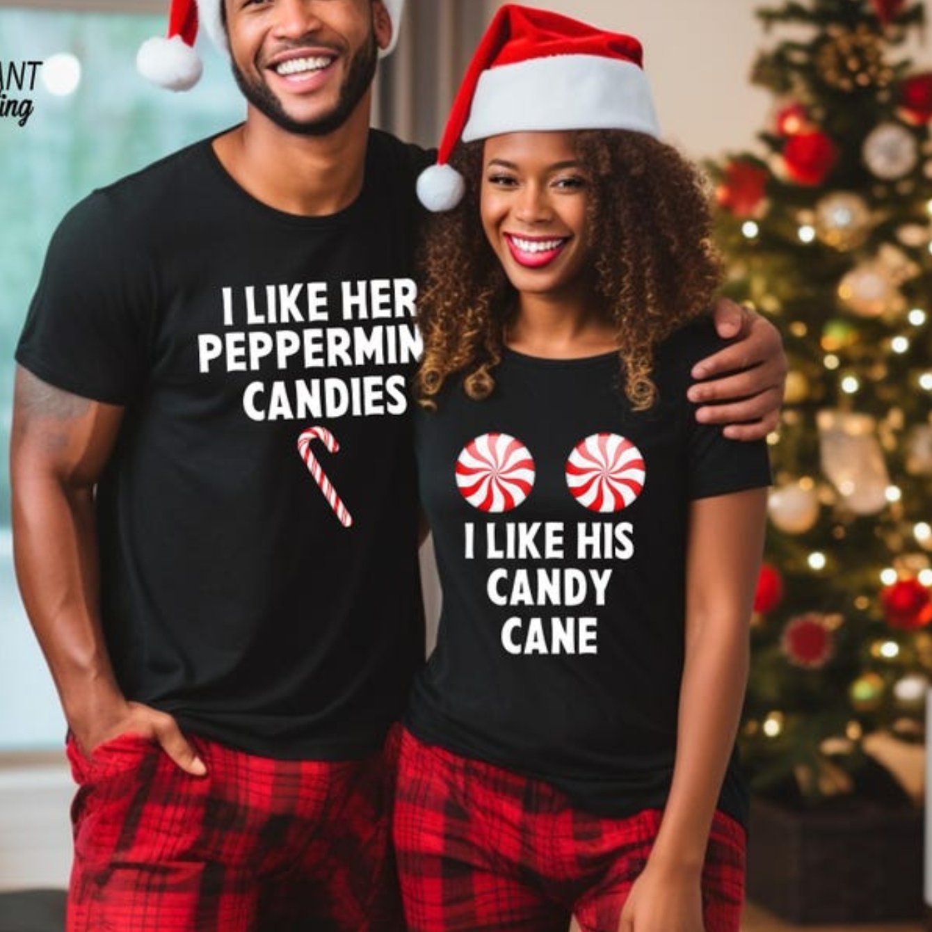 Christmas Funny Matching Couple Xmas Party Tees