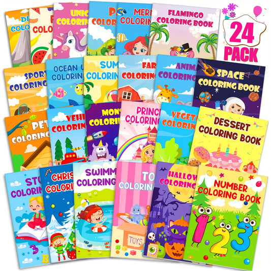 24 Pack Coloring Books Includes Animals Mermaid Dinosaur