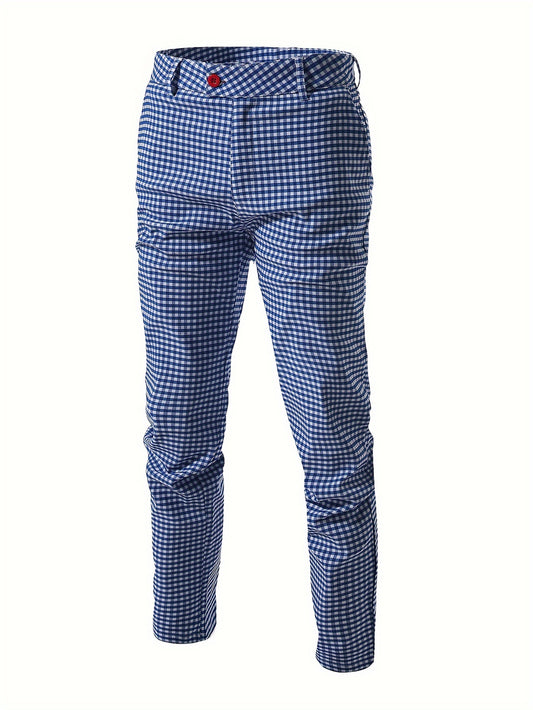 Elegant Mens Plaid Dress Pants