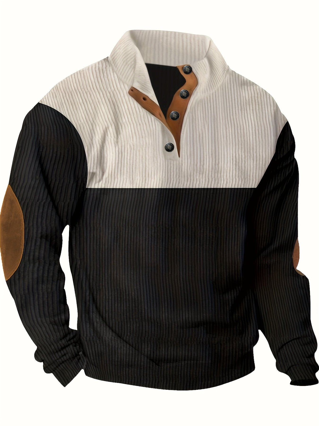 Mens Color Block Knitted Collar Pullover Sweater