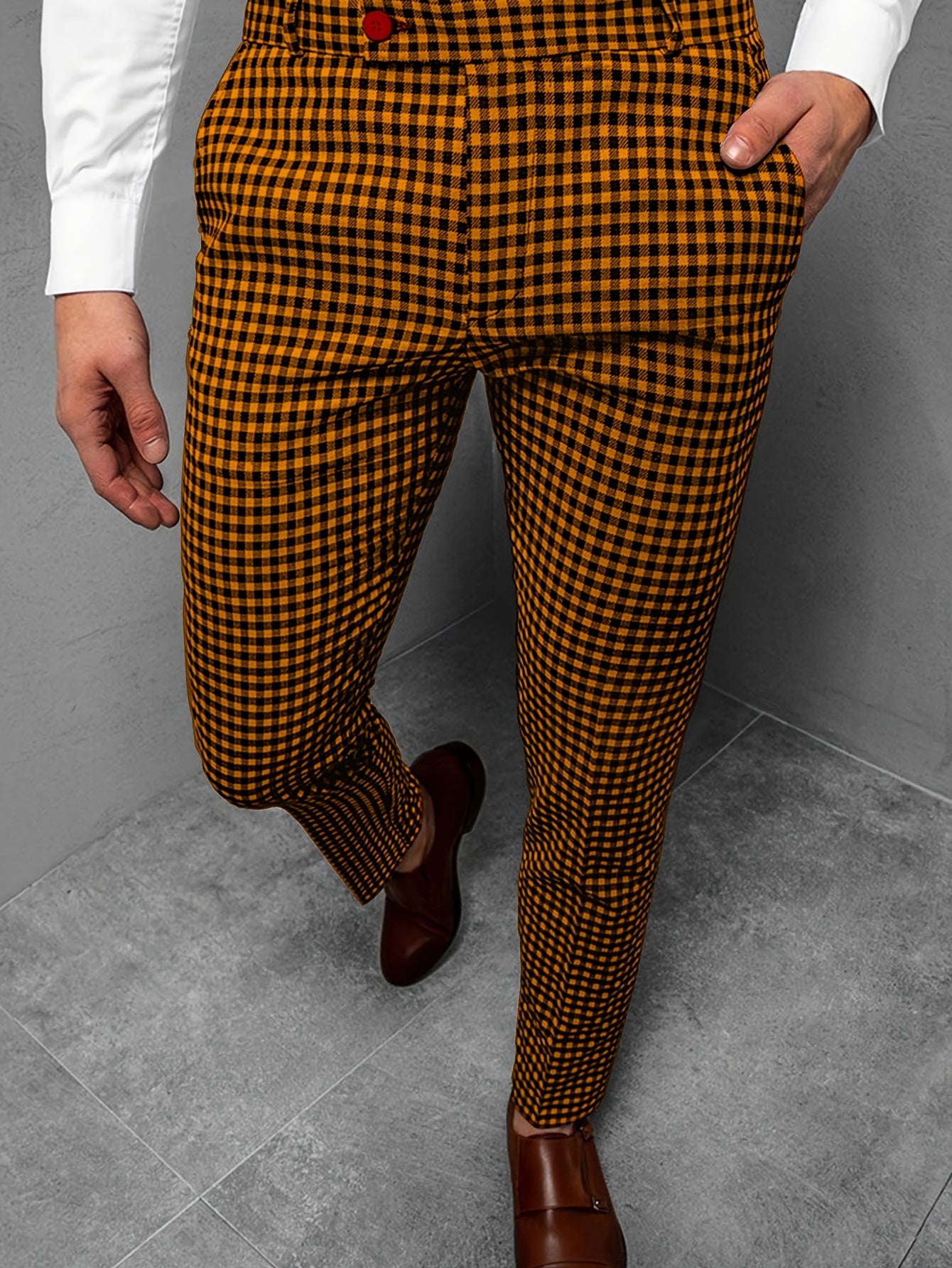 Old Money Style Mens Plaid Suit Pants