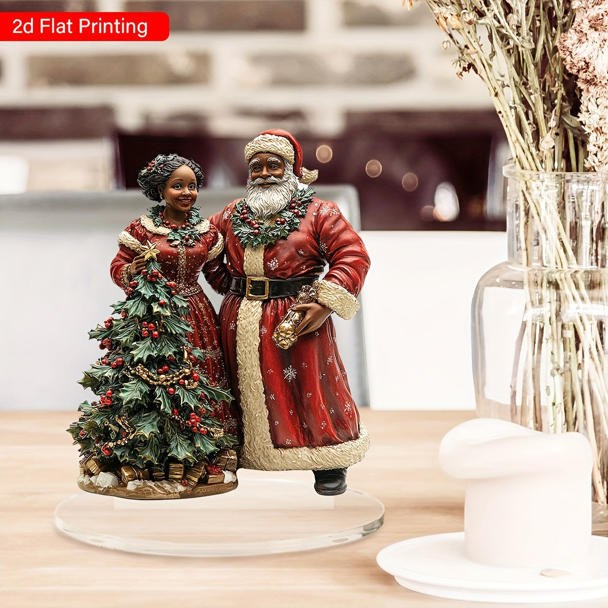 Winter Wonderland, African American Santa & Mrs. Claus Figurine Set