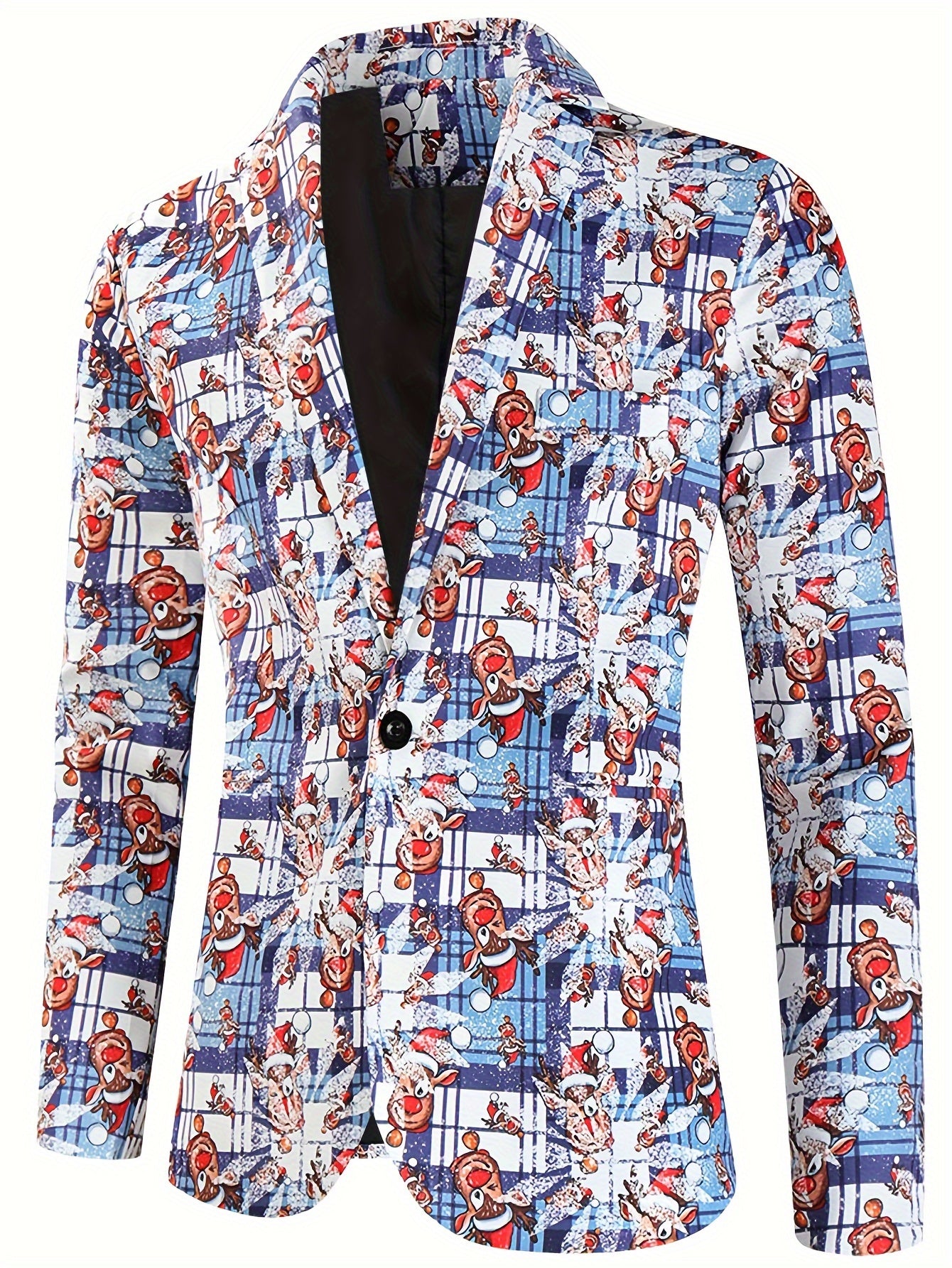 Men's Festive Christmas Digital Print Blazer