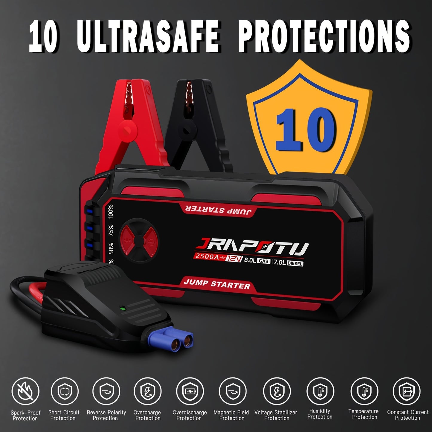 2500A Peak Power Portable Car Jump Starter