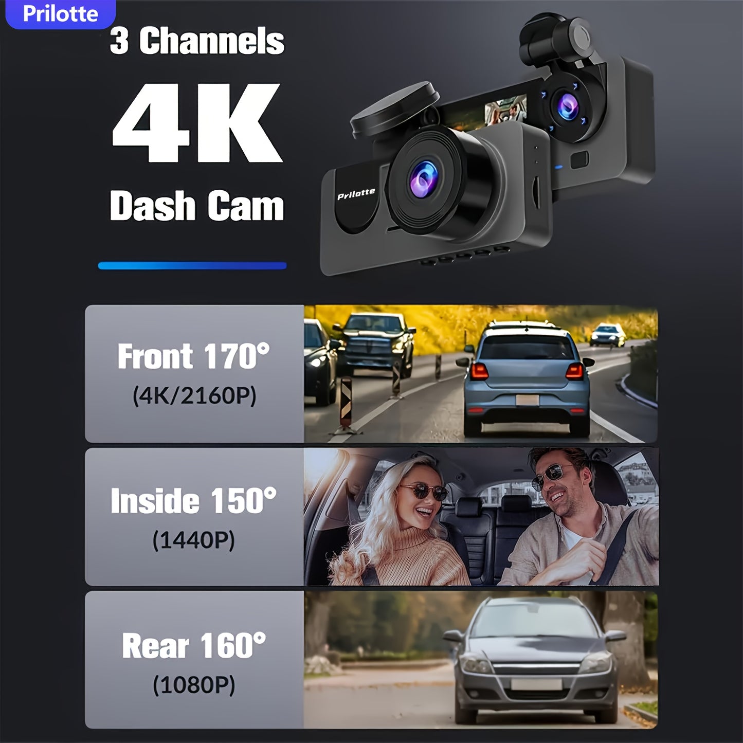 4K UHD Dash Camera for Cars with 32GB SD Card - Enhanced Night Vision