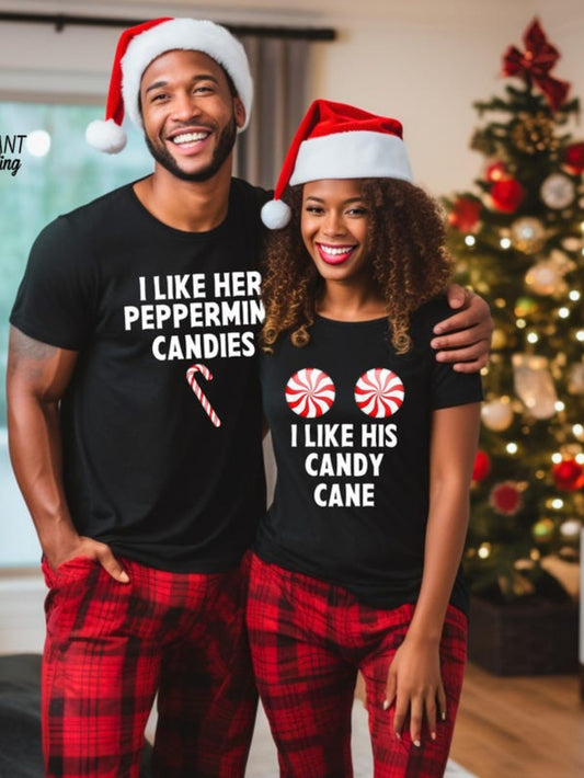 Christmas Funny Matching Couple Xmas Party Tees