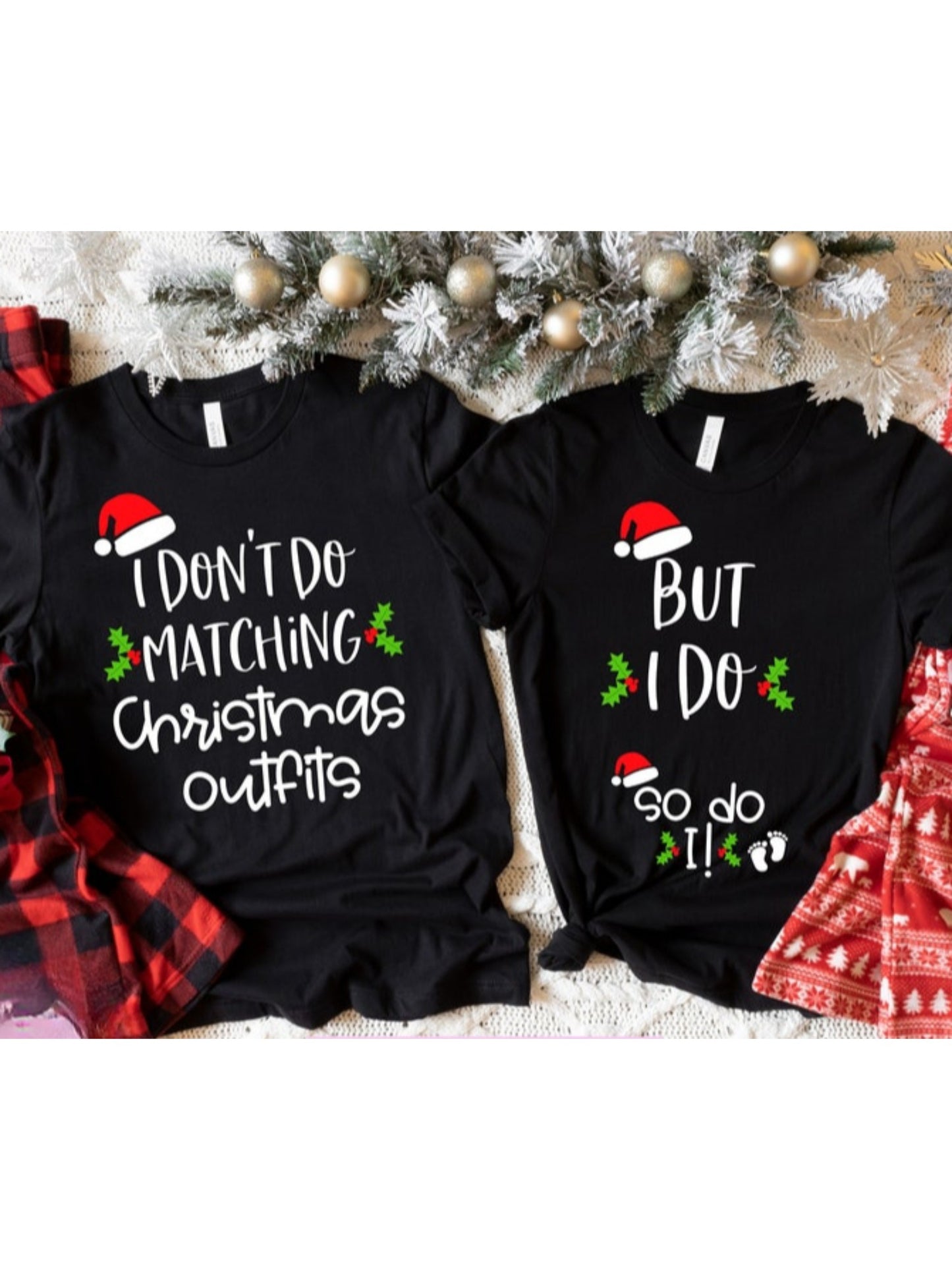 Funny Matching Christmas Couple Pajamas - Cozy Cotton Xmas Party Tees for Him & Her, Festive Graphic Family Shirts, Machine Washable