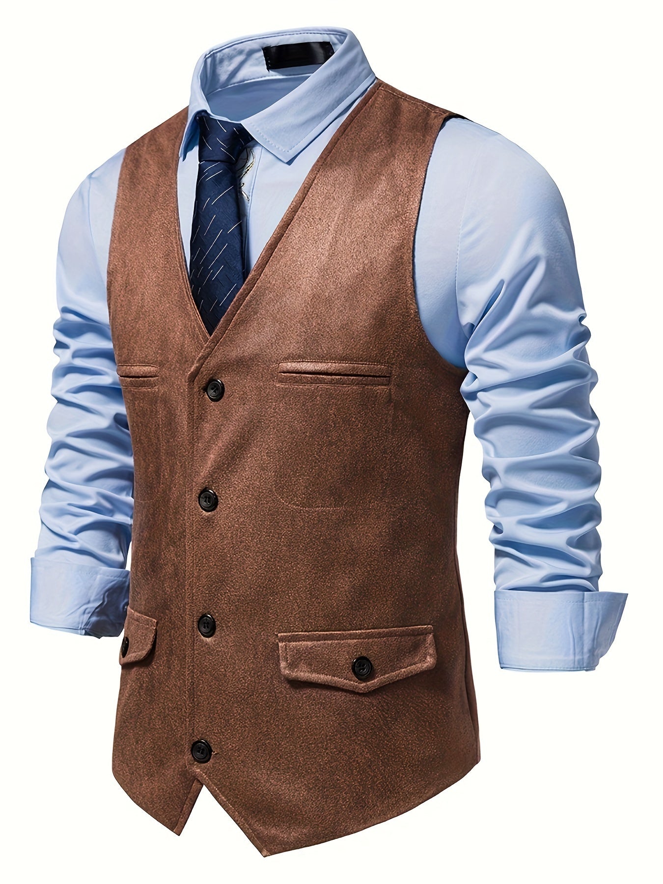 Classic Single Breasted V-neck Dress Vest