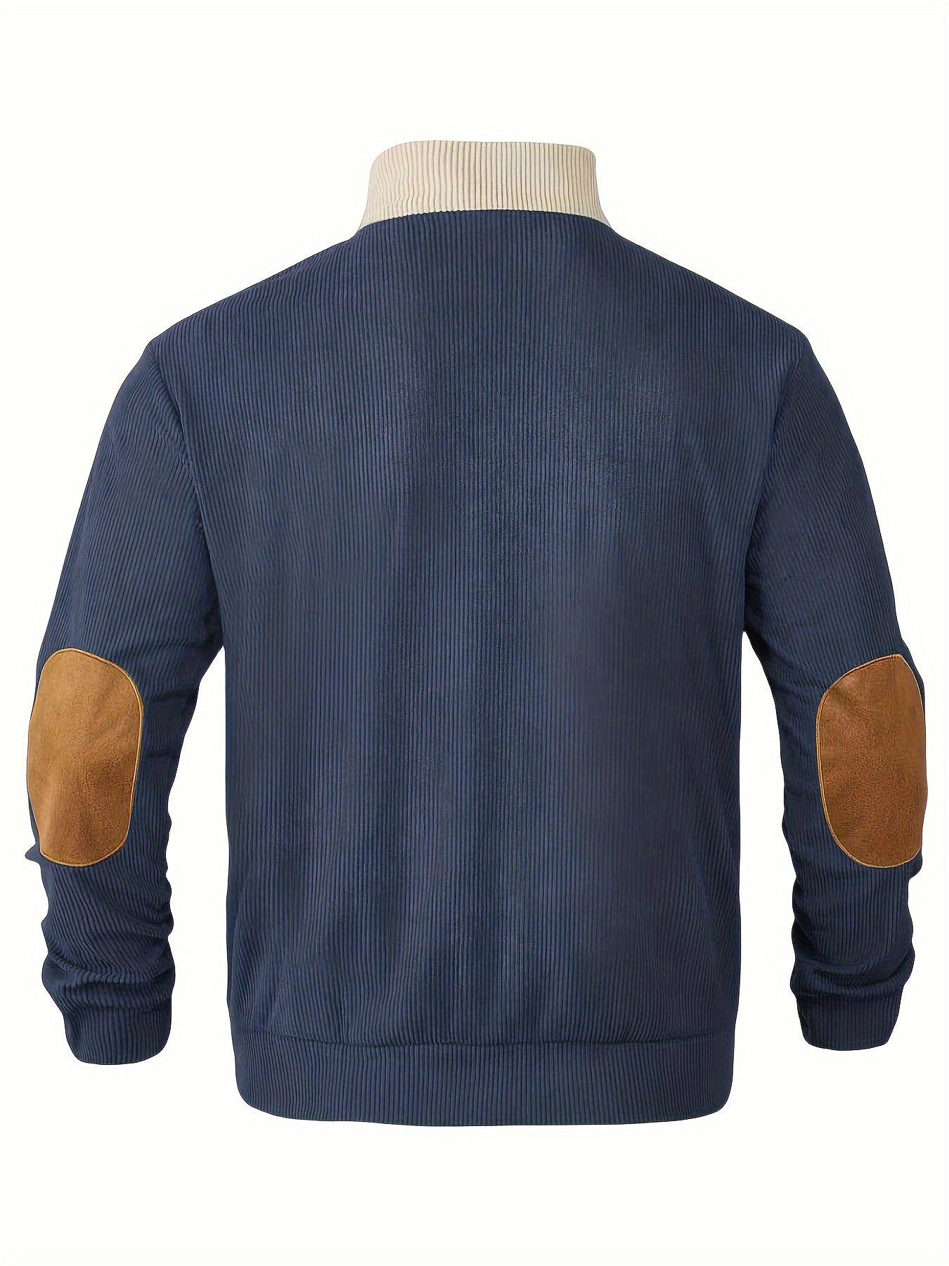 Mens Color Block Knitted Collar Pullover Sweater