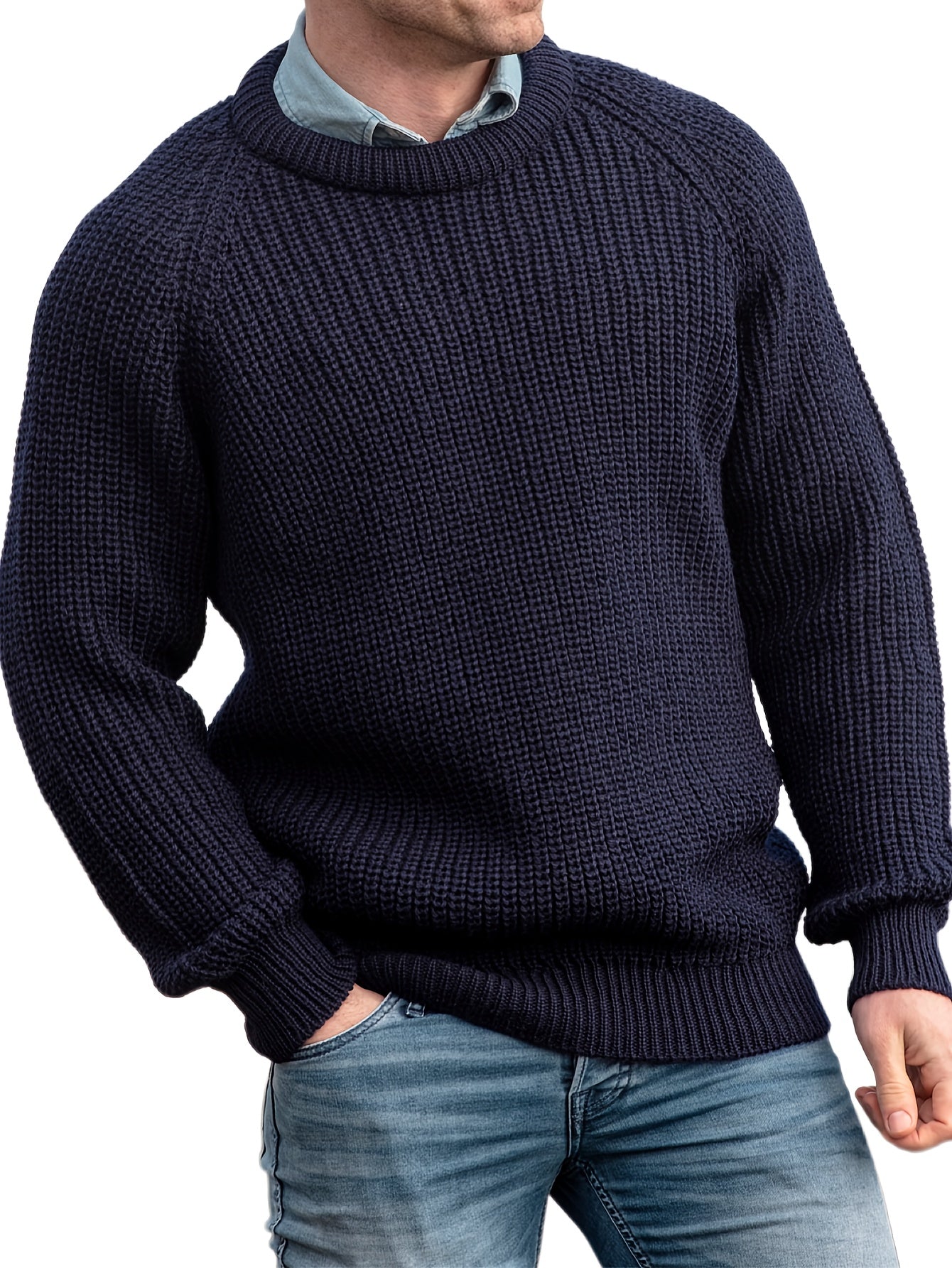 Knitted Long Sleeve Crew Neck Pullover Sweater